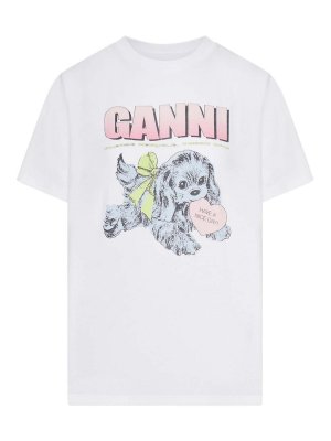 GANNI: t-shirts - Cotton T-Shirt With Print