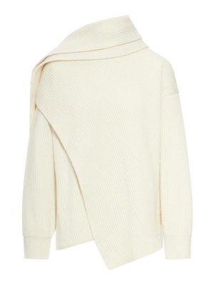 JIL SANDER: Strickpullover mit Rundhalsausschnitt - Rundhalspullover - Nude