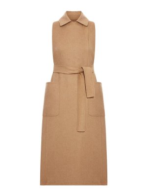 Max Mara: maxi dresses - Sleeveless Camel Coat