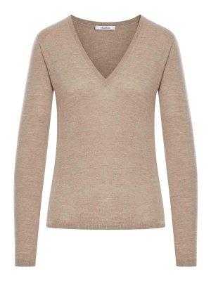 Max Mara: crew necks - Lince Sweater In Satined Cashmere Yarn