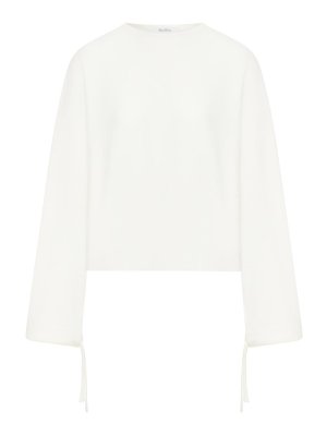 Max Mara: Suéteres con cuello pico - Suéter Cuello Redondo - Blanco