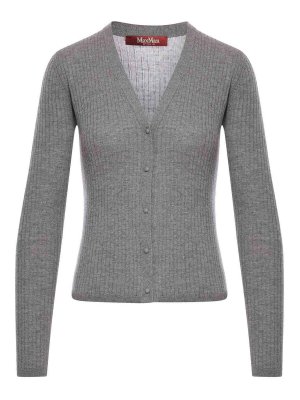 Max Mara: cardigans - Ribbed Silk Cardigan