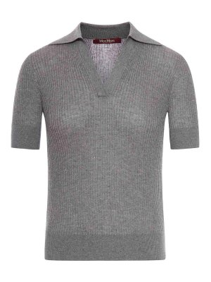 Max Mara: polo shirts - Straw Polo In Wool And Silk With Sequins