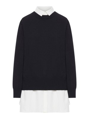 Sacai: abiti corti - Abito in popeline e maglia di cotone a strati