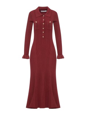 Self Portrait: knee length dresses - Ribbed Knit Midi Dress