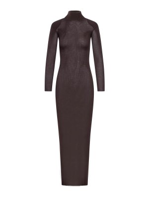 Self Portrait: maxi dresses - Brown Viscose Knit Maxi Dress