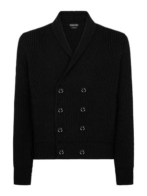 TOM FORD: cardigans - Wool Silk Shawl Collar Cardigan