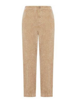 TRANSIT: casual trousers - Regular Fit Velvet Ribbed Trousers