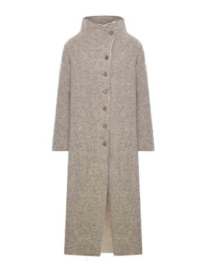 TRANSIT: long coats - Long Slim Fit Coat In Boiled Wool Knit