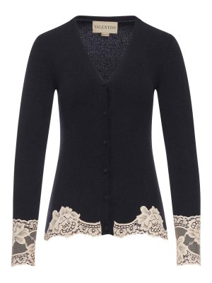 VALENTINO GARAVANI: cardigan - Cardigan in cashmere con inserti in pizzo