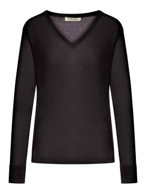 S MAX MARA: Strickpullover mit Rundhalsausschnitt - Rundhalspullover - Schwarz