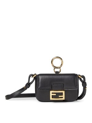 FENDI: belts - Nano Baguette Charm In Black Nappa