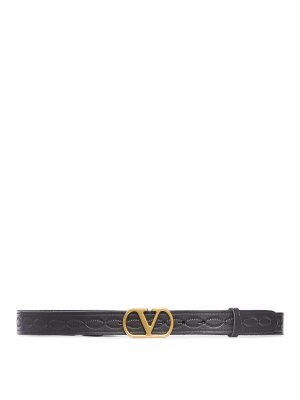 VALENTINO GARAVANI: belts - Leather Belt With Logo Buckle