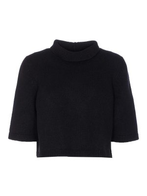 Alaïa: maglia a collo alto e polo - Maglione corto nero