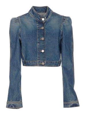 Alaïa: crew necks - Blue Highneck Jacket