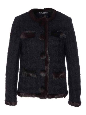 DOLCE & GABBANA: crew necks - Single Breasted Tweed Jacket