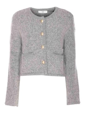 DUNST: crew necks - Grey Collarless Knit Jacket