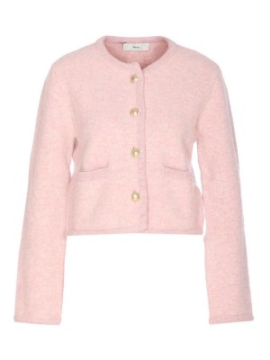 DUNST: crew necks - Soft Pink Collarless Knit Jacket