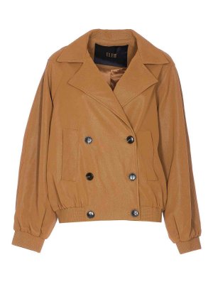 ELEH: casual jackets - Brown Jacket With Frontal Buttons Closure