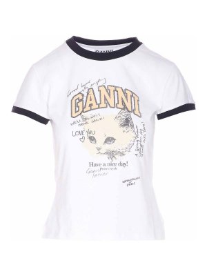 GANNI: maglia collo rotondo - Maglietta basic con gattino