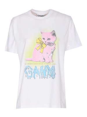 GANNI: crew necks - Basic Neon T-Shirt
