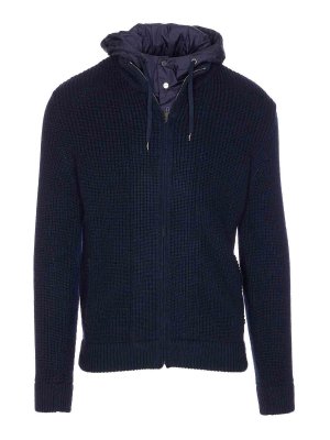HERNO: cardigan - Cardigan Blu Blu Con Chiusura Zip