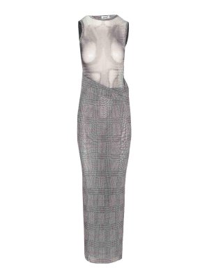 JEAN PAUL GAULTIER: crew necks - Prince Of Wales Mesh Long Dress