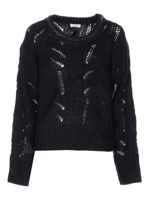 Liu Jo: Strickpullover mit Rundhalsausschnitt - Rundhalspullover - Schwarz