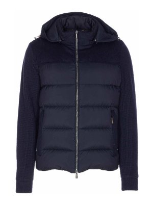 MOORER: padded jackets - Blue Allori Down Jacket