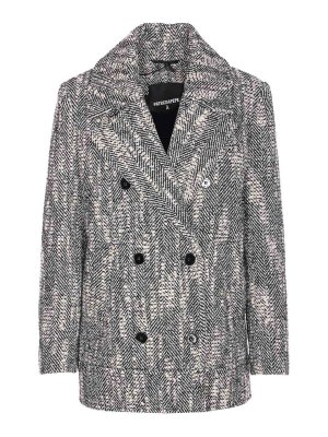 PATRIZIA PEPE: short coats - Chevron Double Breasted Coat