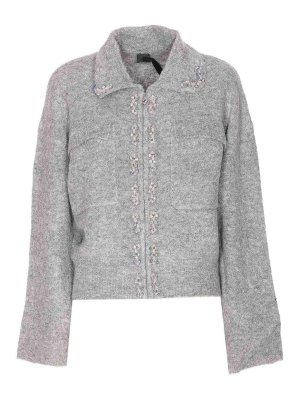 Pinko: casual jackets - Grey Dark Lady Knitted Jacket