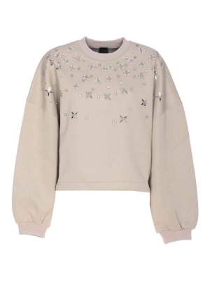 Pinko: crew necks - Beige Bibiana Sweatshirt