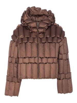 RAXXY: padded jackets - Brown Patterned Down Jacket