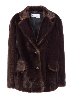 STAND STUDIO: Fur & Shearling Coats - Brown Evyn Faux Fur Jacket