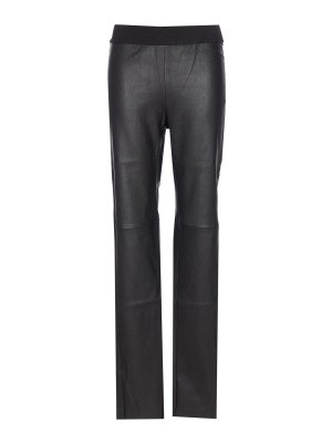 UMA WANG: leggings - Black Stretch Leather Leggings