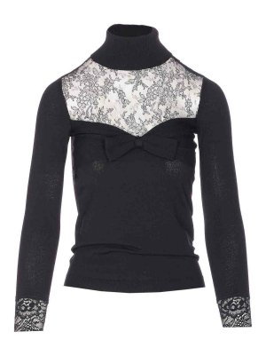 VALENTINO GARAVANI: Turtlenecks & Polo necks - Wool Lace Detail Sweater