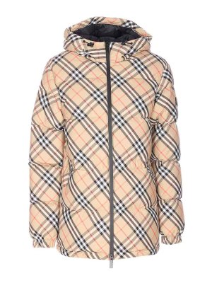 BURBERRY: padded jackets - Beige Keswick Check Down Jacket