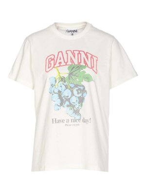 GANNI: crew necks - Grapes Logo T-Shirt