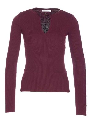 PATRIZIA PEPE: crew necks - Bordeaux Long Sleeves Top