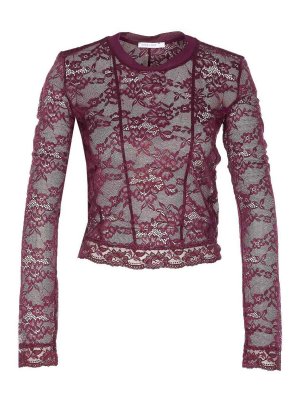 PATRIZIA PEPE: crew necks - Lace Long Sleeves T-Shirt