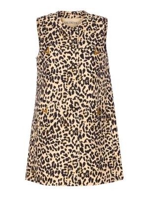 VALENTINO GARAVANI: crew necks - Crepe Couture Animalier Print Dress