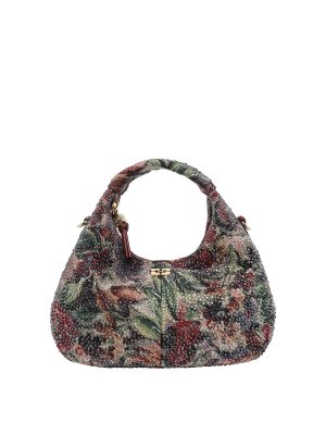 GANNI: shoulder bags - Mini Tapestry Strass Hobo Bag