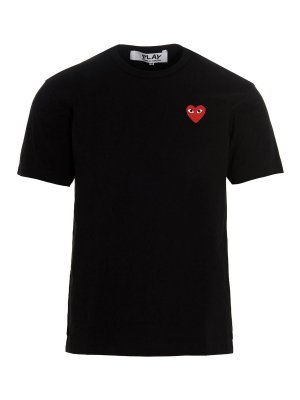 Comme des Garçons Play: t-shirt - T-shirt con toppa con logo