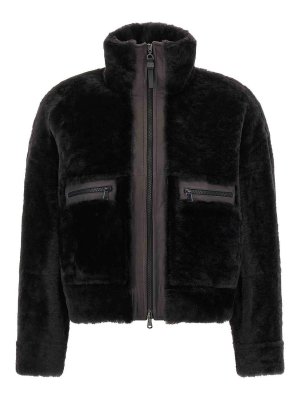 BRUNELLO CUCINELLI: crew necks - Shiny Zipper Pull Shearling Jacket