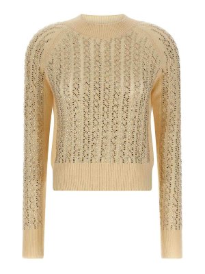 ERMANNO SCERVINO: Strickpullover mit Rundhalsausschnitt - Rundhalspullover - Beige
