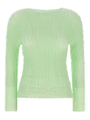 ISSEY MIYAKE: Strickpullover mit Rundhalsausschnitt - Rundhalspullover - Grün