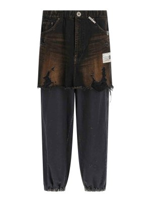 MAISON MIHARA YASUHIRO: casual trousers - Waist Layered Denim Pants
