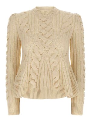 ALEXANDER MCQUEEN: maglia collo rotondo - Maglione a trecce con peplo