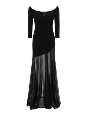 Norma Kamali: jeans a zampa - Body con scollo a cuore