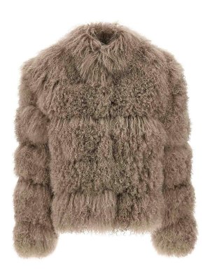 SIMONETTA RAVIZZA: Abrigos de borreguito y piel  - Abrigo De Piel - Beis